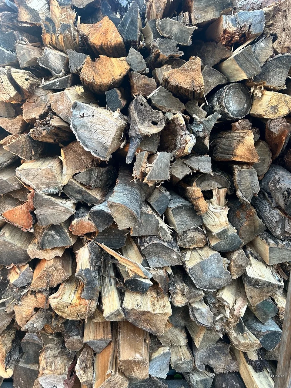 Stacked firewood at Kelly’s Chalet